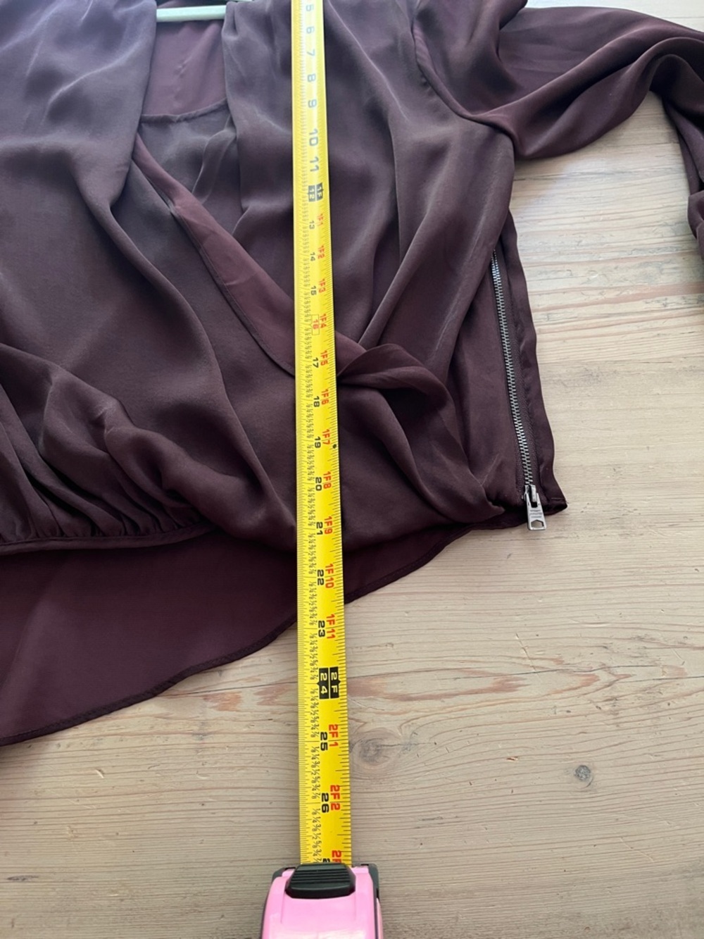 AllSaints Abi Long Sleeve Draped Asymmetrical Top in Port Purple. size 8. NWT. - Picture 10 of 12